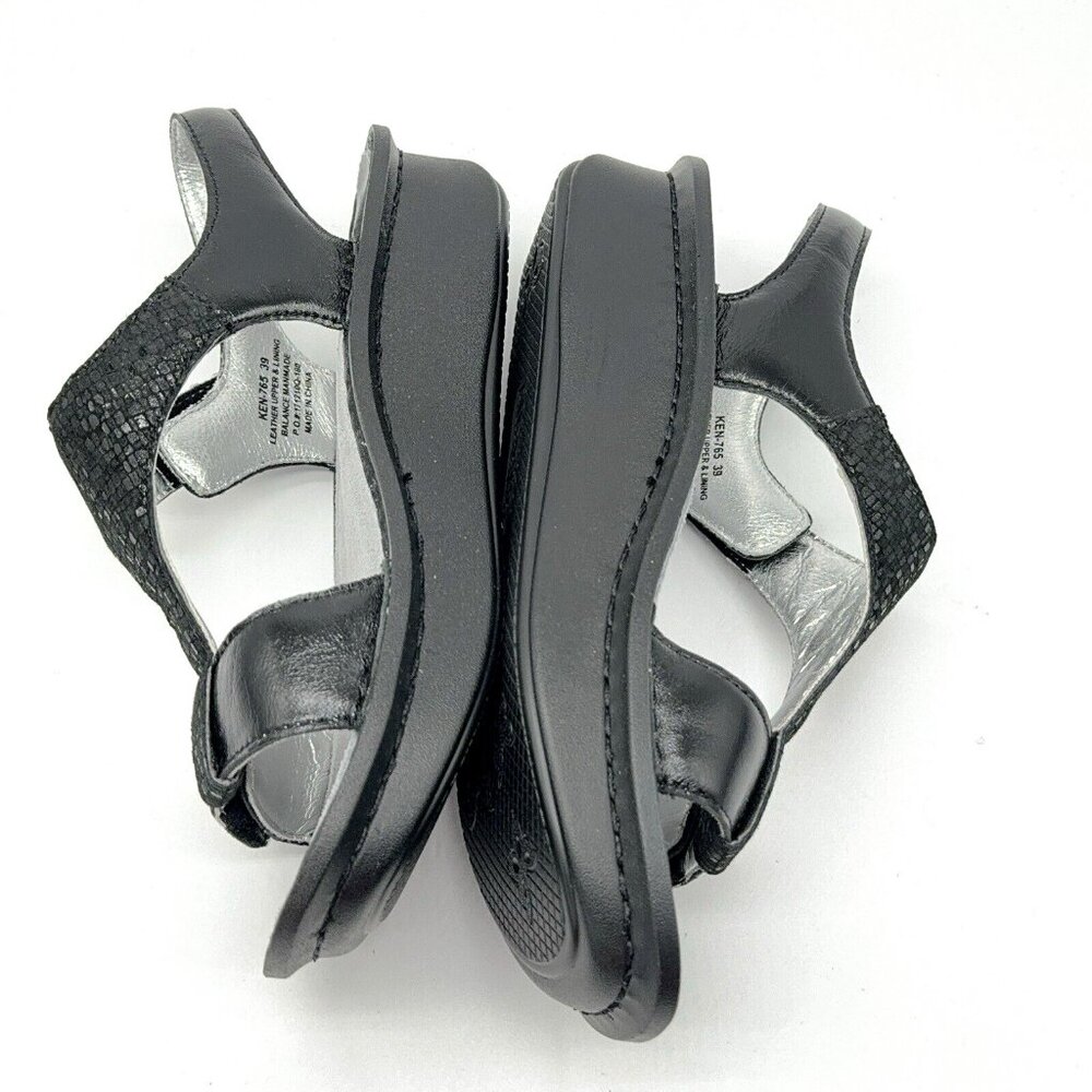 Alegria Sandals Kendra Leather T Strap Wedge Tile Me More Black Rocker US 9 EU39 - Picture 4 of 10